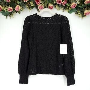 Stella & Dot Juliana Stretch Lace Top Blouse Black Size XS